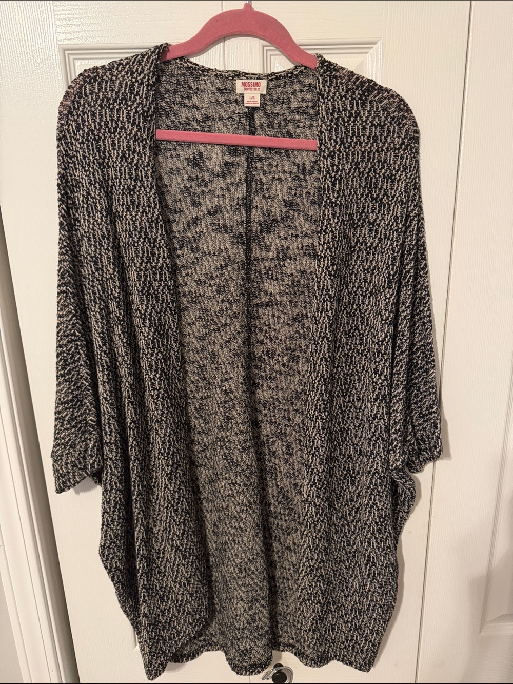 Mossimo Supply Co. Black and White Marled Open-Front Knit Cardigan